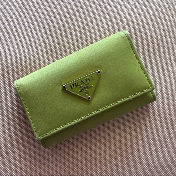 Authentic Prada Nylon Keyholder Green